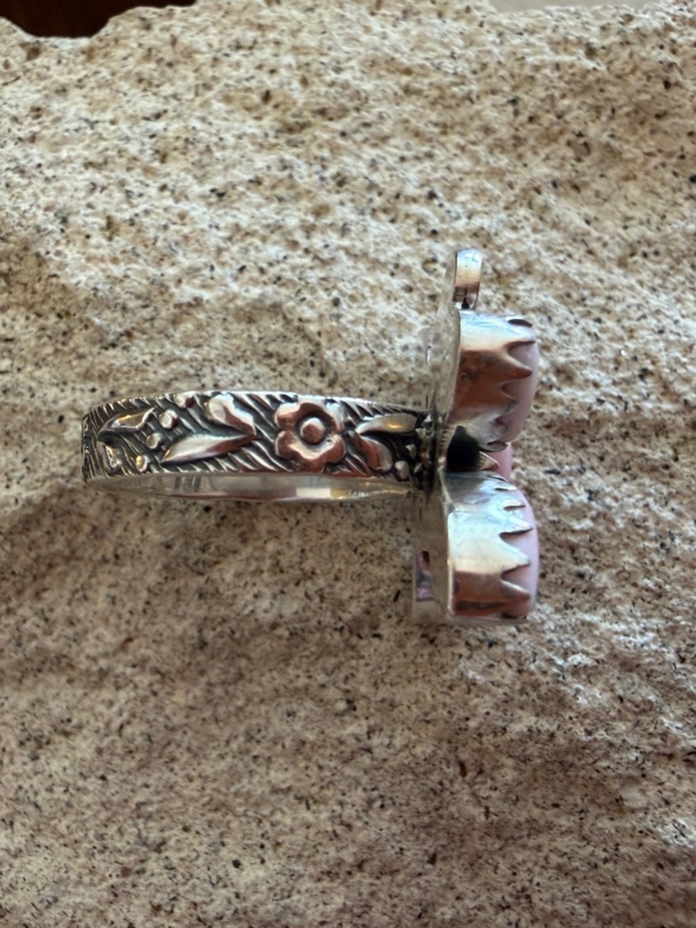 ❤️ Queen Pink Conch Butterfly Sterling Silver Western Navajo Style Size 6 Ring - Picture 4 of 12
